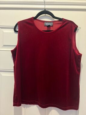 Impressions Velvet Sleeveless Tank Top - Deep Red